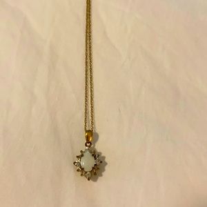Gold filled opal necklace unique vintage with chain
